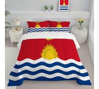 JEDTAKCT Blue And Red Double Duvet, Quilt 4.5 Tog For Summer Autumn, Reversible Coverless Duvet With Kiribati Flag Retro Wave, Lightweight Soft Comforter, 200X200Cm, Washable