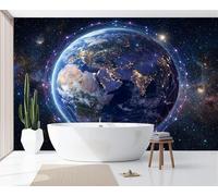 JEDTAKCT Blue Future Earth Protective Shield Mural Wallpaper - Fantasy Universe Wall Mural for Bedroom, Living Room Background Decoration, Home Decor Modern Photo Wall Paper 200X140Cm (Wxh)
