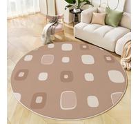 JEDTAKCT Bohemian Cube Round Rug 180 Cm, Simple Geometric Circle Rugs For Entryway Foyer, Low-Pile Pinkish-Brown Rugs For Living Room, Stain Resistant Medallion Circular Carpet For Bedroom