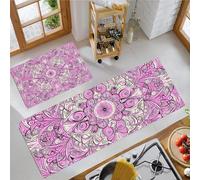 JEDTAKCT Bohemian Mandala Carpet Runners For Kitchen Non-Slip Zen Flowers Kitchen Rug Runner Washable Short Pile Floor Mat For Entryway Bedroom Laundry Room, Pink Purple, 44X75Cm+44X120Cm