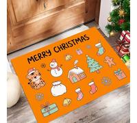 JEDTAKCT Cartoon Christmas Elements Front Door Mat For Entrance, Washable Throw Rug | Snowman Gingerbread Man 40X60Cm Non-Slip Mat, Orange Indoor Outdoor Doormat, Small Stain Resistance Carpet