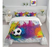 JEDTAKCT Charcoal Gray Single Duvet Modern Football Reversible Coverless Duvet All Seasons Quilt With Ink Graffiti Printed, Lightweight Soft Comforter Set With Pillowcase, Washable