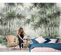 JEDTAKCT Chinese Ink Painting Bamboo Forest 3D Wallpaper, Dark Green Zen Landscape Wall Mural for Living Room Bedroom Lounge, Modern Photo Silk Wallpaper Mural Decorative Wall Art 300X210Cm