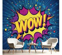 JEDTAKCT Comic Letters Photo Wallpaper Pop Art Wall Mural Silk Wall Decor Indigo Art Poster Picture Design Mural Wallpaper for Living Room Bedroom Dorm Décor 150X105Cm