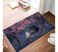 JEDTAKCT Cute Animal Forest Door Mat 80X120Cm, Machine Washable Mat Super Soft Non Slip Doormat Indoor Outdoor Cartoon Rabbit Bear Absorbent Floor Mats Kitchen Carpet Entrance Rug, Dark Blue