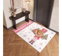 JEDTAKCT Cute Christmas Toys Front Door Mat For Entrance, Washable Throw Rug | Cute Snowflake Polka Dots 40X60Cm Non-Slip Mat, Pinkish White Indoor Outdoor Doormat, Small Stain Resistance Carpet