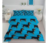 JEDTAKCT Cute Dachshund Super King Duvet Reversible Coverless Duvet, Soft All Seasons Comforter Royal Blue Machine Washable Microfiber Quilt With Pillowcases, 260X230Cm Simple Animal