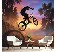 JEDTAKCT Cycling Landscape Wallpaper, Modern Outdoor Landscape Mural Wallpaper for Living Room, Retro Bedroom Wall Paper, Not Self Adhesive Amber 3D Large Wall Mural Home Decor Poster, 400X280Cm