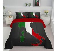 JEDTAKCT Dark Gray Super King Duvet, Quilt 4.5 Tog For Summer Autumn, Reversible Coverless Duvet With Italian Flag Map Simple Illustration, Lightweight Soft Comforter, 260X230Cm, Washable