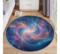 JEDTAKCT Deep Blue Round Rug 80 Cm Rugs For Entryway Bedroom Washable Circle Rug Non Slip Round Living Room Rugs Mysterious Galactic Spiral Printed Faux Wool Fantasy Universe Indoor Floor Carpet