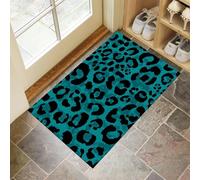 JEDTAKCT Doormat 50X80Cm Washable Indoor Soft Entryway Rug Psychedelic Leopard Carpet Animal Theme Mat Accent Rug Soft Lightweight Non Slip Bathroom Kitchen Living Room Bedroom Turquoise