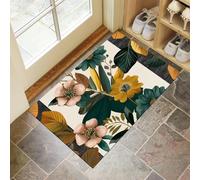 JEDTAKCT Doormat 90X150Cm Washable Indoor Soft Entryway Rug Tropical Flowers Carpet Modern Geometry Mat Accent Rug Soft Lightweight Non Slip Bathroom Kitchen Living Room Bedroom Ochre