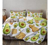 JEDTAKCT Double Duvet Cover Set, Avocado Toast Microfiber Duvet Cover 200X200Cm 3 Pcs, Interesting Plants Soft Non Iron Reversible Quilt Covers Bedding Set With Zipper, Sage Green