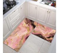 JEDTAKCT Dream Swirl Kitchen Rugs Sets Of 2 Non Slip Washable Marble Starry Sky Kitchen Rugs And Mats For Floor Blush Powder Absorbent Runner Rug Floor Carpet For Laundry Hallways Office