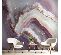 JEDTAKCT Dreamy Agate Marble Wallpaper Mural Natural Texture Photo Wallpaper Nature 3D Wall Mural 350X256Cm Purple Art Print Decoration Poster Picture for Living Room Bedroom Tv Backdrop