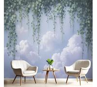 JEDTAKCT Dreamy Ivy Photo Wallpaper Sea of Clouds Wall Mural Silk Wall Decor Blue-Green Art Poster Picture Design Mural Wallpaper for Living Room Bedroom Dorm Décor 400X280Cm