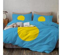 JEDTAKCT Easy Care Palau Flag Printed Duvet Cover Set Brushed Microfiber Breathable Simple Geometric Design Comforter Reversible Quilted Bedding Bed Sets With Pillowcase Turquoise Super King