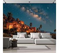 JEDTAKCT Egyptian Desert Architecture 3D Photo Wallpaper Mural Deep Blue Night Sky View Art Print Murals, Indoor Photo Wall Painting for Living Room Tv Backdrop Kids Room Decor 250X175Cm (W X H)