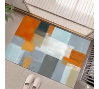 JEDTAKCT Entryway Rug Indoor Door Mat, Blue-Gray Small Washable Area Rugs For Kitchen Mats, Low Pile Oil Painting Geometric Rug, Abstract Modern Non-Slip Carpet For Front Welcome Mat, 80X120Cm