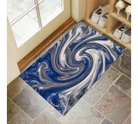 JEDTAKCT Entryway Rug Washable Abstract Swirl Marble Door Mat 45X75Cm | Nordic Modern Art Non Slip Low Pile Indoor Carpet, Soft Royal Blue Small Thin Throw Area Rugs For Entry Way Bedroom