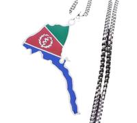 JEDTAKCT Eritrea Map Pendant, Enamel Pendant Necklace, Flag Pendant, Simple And Fashionable Design, Can Be Worn By Both Men And Women,White,45Cm