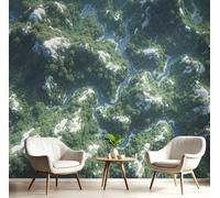 JEDTAKCT Forest Mountains Mural 3D Natural Landscape Photo Wallpaper Dark Green Wallpaper Art Poster Picture Design Kids Wall Paper for Bedroom Living Room Wall Mural Poster Decor 200X140Cm