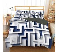 JEDTAKCT Geometric Maze Prints Duvet Cover Single Abstract Design Prints Bedding Set, Reversible Lightweight Bedding Sets 3Pcs With Zipper Closure (Single,135X200Cm) Easy Care Bedding Set Cover Duvet
