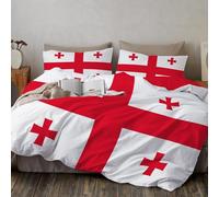 JEDTAKCT Georgian Flag Duvet Cover Set Super King For Girls Kids 3 Pcs Red And White Simple Cross Print Bedding Quilt Cover With Pillowcase Soft Microfiber Easy Care Reversible Duvet Set