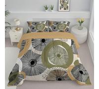 JEDTAKCT Hand Drawn Circles Super King Duvet Set, Soft Reversible Coverless Duvet With Pillowcases, Abstract Geometric Printed Down Alternative Bedding Comforter Sets For All Seasons, Olive Green