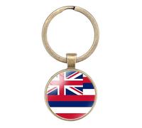 JEDTAKCT Hawaii Flag Key Chain - Simple Flag Print Convex Glass Pendant Keychains,Retro Patriotic Car Keyrings Bag Souvenir Gift Flags Jewelry Accessory As Show 2.08 Inches