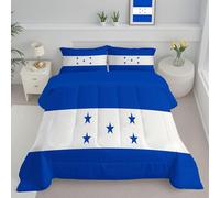 JEDTAKCT Honduras Flag Coverless Duvet Super King 4.5 Tog Spring Summer, Royal Blue, Modern Star Soft Cosy Lightweight Quilt, Machine Washable, All In One Reversible Comforter Set