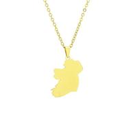 JEDTAKCT Ireland Map Pendant Necklace - Fashion Geometric Glossy Design Map Necklace Charm Jewelry, Ethnic Style Sweater Necklace For Women/Men/Unisex,Yellow,45Cm