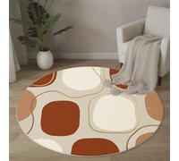 JEDTAKCT Irregular Oval Lines Round Rug 60 Cm, Soft Machine Washable Area Rugs For Living Room, Low Pile Non-Shedding, Non-Slip Backing, Simple Geometric Shape Carpets For Bedroom, Terracotta Color