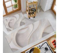 JEDTAKCT Kitchen Rug Sets 2 Piece 3D Wave Swirl Mats Non Slip Washable Kitchen Runners Floor Mat Beige Elegant Geometry For Laundry Room Hallway Front Door 44X75Cm+44X120Cm