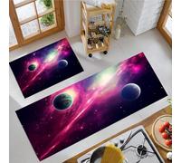 JEDTAKCT Kitchen Rug Sets 2 Piece Fantasy Meteor Mats Non Slip Washable Kitchen Runners Floor Mat Magenta Cosmic Landscape For Laundry Room Hallway Front Door 40X60Cm+40X120Cm