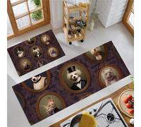 JEDTAKCT Kitchen Rugs Sets Of 2 Non Slip Washable Anti Fatigue Mats For Floor Deep Purple Animal Portraits Mat Set Kitchen Runner Rug Carpet Victorian Aesthetics Standing Mats (44X75Cm+44X120Cm)