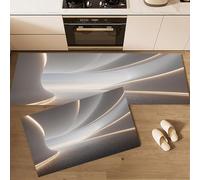 JEDTAKCT Kitchen Rugs Sets Of 2 Non Slip Washable Anti Fatigue Mats For Floor White 3D Modern Space Mat Set Kitchen Runner Rug Carpet Minimalist Architecture Standing Mats (40X60Cm+40X120Cm)