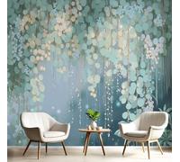 JEDTAKCT Leaves Vines Forest 3D Wallpaper, Dark Green Watercolor Plants Wall Mural for Living Room Bedroom Lounge, Modern Photo Silk Wallpaper Mural Decorative Wall Art 450X315Cm