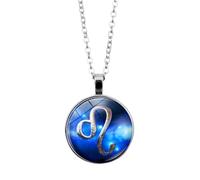 JEDTAKCT Leo Star Sign Pendant Necklace For Women And Men - Luminous Twelve Constellations Time Gem Pendant Necklace, Teen Girls Zodiac Signs Astrology Jewelry Gift,Leo,45+5Cm