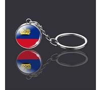 JEDTAKCT Liechtenstein Flag Glass Ball Pendant Keychain - Couple European National Mini Souvenirs Key Ring Novelty World Flag Keyring Jewelry For Men Women Gift Accessories,As Shown,8Cm