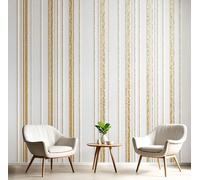 JEDTAKCT Luxurious Gold Leaf Lines Wall Mural Nordic Geometric Style Mural Beige Photo Wallpaper Art Print Wall Murals Decoration Poster Picture Wallpaper for Living Room Bedroom 350X256Cm (W X H)
