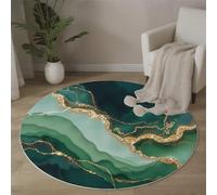 JEDTAKCT Luxurious Watercolor Marble Rugs, Abstract Art Round Large Area Rug, Non-Slip Circle Carpet For Bedroom Kitchen, Washable Non Shedding Rug For Living Rooms Corridors, 120 Cm, Emerald Green