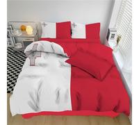 JEDTAKCT Maltese Flag Duvet Cover Set Super King For Girls Kids 3Pcs Red And White Simple Cross Geometric Print Bedding Quilt Cover With Pillowcases Soft Microfiber Easy Care Reversible Duvet Set