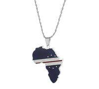 JEDTAKCT Map Of Africa Original Cape Verde Pendant Necklaces - Ethnic Flag Oil Dripping Hip Hop Maps Charm Pendant Necklace, For Women Men Clavicle Chain, Sweater Thin Chain Jewelry Gift,White,50Cm