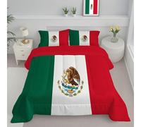 JEDTAKCT Mexican Flag Coverless Duvet King 4.5 Tog, Retro Animals Reversible Comforter With Pillowcases, 240X220Cm Quilt Lightweight Warm All Season 200Gsm Filling, Green And White