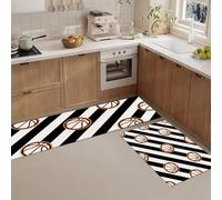 JEDTAKCT Modern Basketball Stripes Kitchen Rug Sets 2 Piece Kitchen Mats Non Slip Washable Runners Floor Mat Black White Trendy Sports Doormat For Laundry Room Hallway Entryway 50X80Cm+50X150Cm