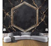 JEDTAKCT Modern Modern Cracked Marble Non-Woven Premium Wallpaper Mural Simple Geometric Border 200X140Cm 3D Photo Wallpaper Wallcoverings for Bedroom Living Room Tv Backdrop Kitchen, Black