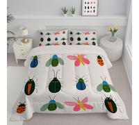 JEDTAKCT Natural Insects King Duvet Reversible Coverless Duvet, Soft All Seasons Comforter Light Gray Machine Washable Microfiber Quilt With Pillowcases, 240X220Cm Animal Encyclopedia