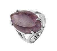JEDTAKCT Natural Stone Rings For Women Adjustable - Personalized Oval Large Amethyst Agate Ring,Shiny Fashion Semi-Precious Stones Open Ring For Unisex Couple Gifts,Purple,One Size