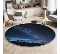 JEDTAKCT Navy Blue Shining Milky Way Night View Washable Round Rug